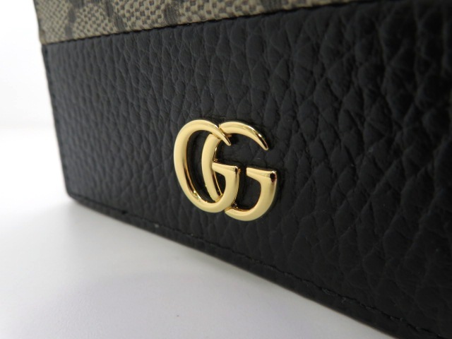 ✨️美品✨️ グッチ 二つ折り財布 GG柄 キャンバス レザー 黒 コンパクト GUCCI グッチ 二つ折りコンパクトウォレット ダブルG バイカラー