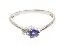 JEWELRY　ノンブランドジュエリー　貴金属・宝石　リング　K14ホワイトゴールド　タンザナイト　ダイヤモンド　約1.6g　約17号　2145000247753　【205】