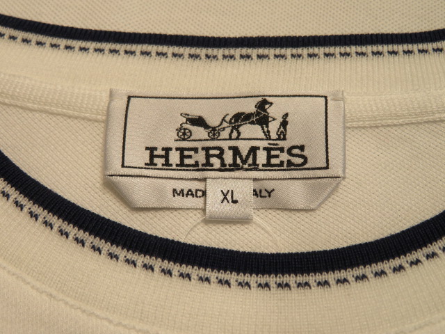 HERMES　エルメス　Tシャツ　メンズ XL　ホワイト　コットン　2148103185243　【200】