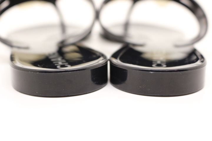 CHANEL シャネル 靴 サンダル レディース38 ブラック カメリア ラバー