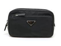 PRADA　プラダ　ウエストバッグ　ブラック　ナイロン/サフィアーノ　2148103883804　【200】【中古】【大黒屋】