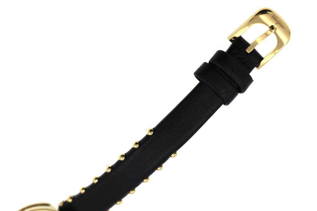 Salvatore Ferragamo フェラガモ 腕時計 ガンチーニ SF43 金メッ/レザー ホワイト文字盤 クオーツ【472】EY