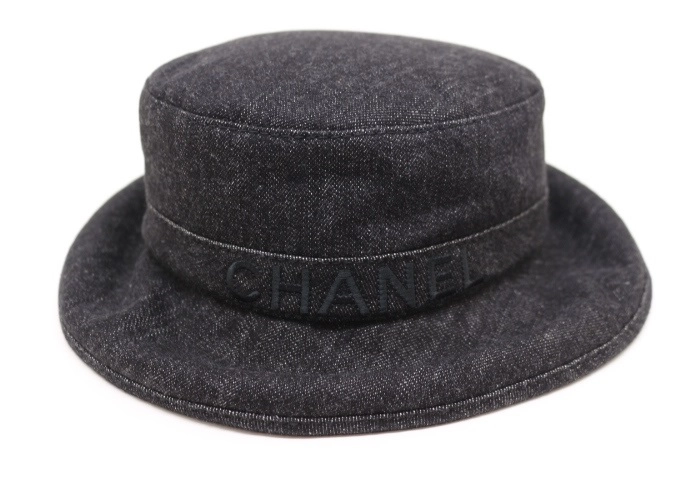 CHANEL シャネル 帽子 バケットハット ブラック Mサイズ コットン 
