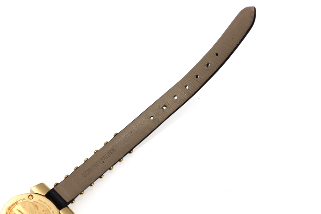 Salvatore Ferragamo フェラガモ 腕時計 ガンチーニ SF43 金メッ/レザー ホワイト文字盤 クオーツ【472】EY