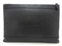 BALENCIAGA バレンシアガ ネイビークリップM ブラック レザー【473】