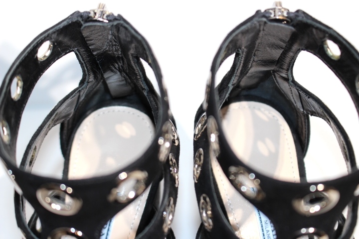 PRADA プラダ サンダル レディース36 約23cm ブラック スエード
