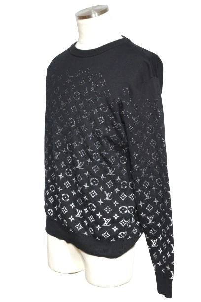 LOUIS VUITTON ルイヴィトン グラデーションモノグラム ニットトレーナー メンズS ブラック RM202 USO HJN87W （2143700179022）【200】