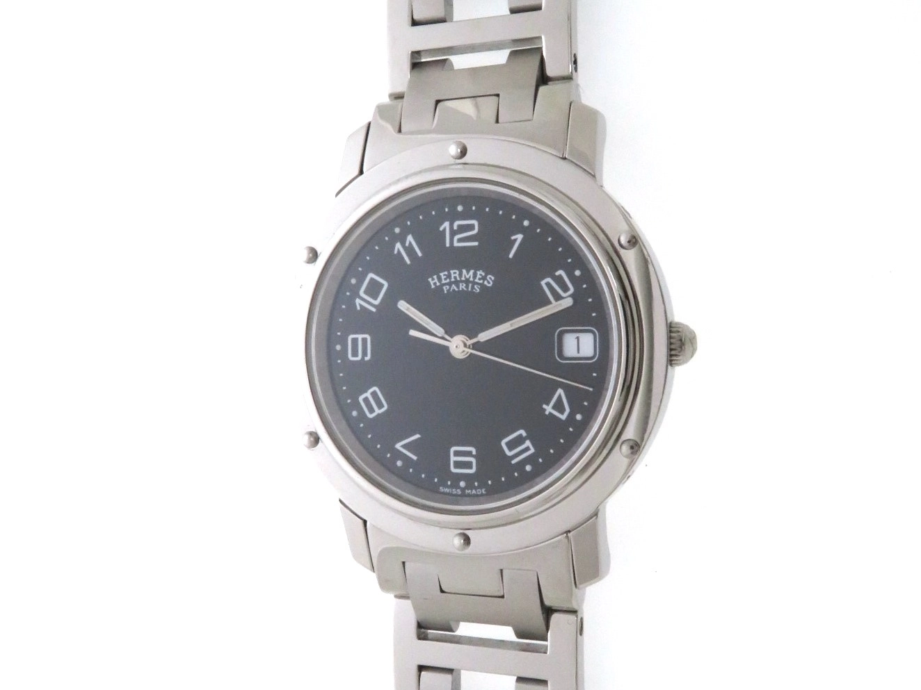 エルメス HERMES クリッパー CL6 710 ヴィンテージ メンズ 腕時計 デイト ホワイト 文字盤 クォーツ ウォッチ VLP 90201894