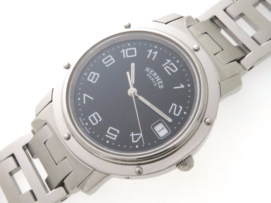 HERMES エルメス クリッパー CL6.710 メンズ クオーツ SS 黒文字 HERMES エルメス クリッパー CL6.710 メンズ クオーツ SS 黒文字