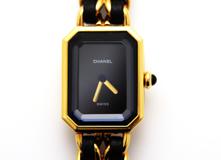 616【美品】CHANEL時計　プルミエールL 黒文字盤×GPレザー　レディース CHANEL シャネル プルミエールL 腕時計 金メッキ×レザー 黒