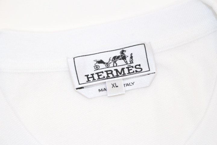 HERMES エルメス 衣類 Tシャツ H刺繍 メンズXL ホワイト コットン