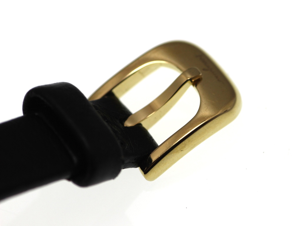 Salvatore Ferragamo フェラガモ 腕時計 ガンチーニ SF43 金メッ/レザー ホワイト文字盤 クオーツ【472】EY