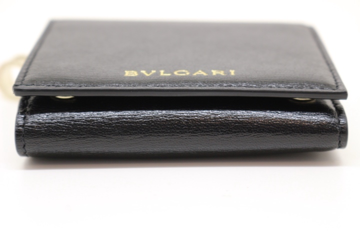 BVLGARI ブルガリ B-ZERO1 コンパクト財布 ブラック カーフ 三