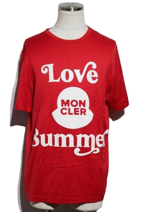 MONCLER　モンクレール　衣類　Tシャツ　メンズM　アカ　コットン　LOVE Summer　2148103532702　【200】