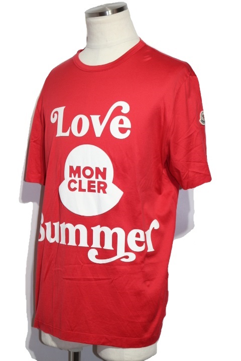 MONCLER モンクレール 衣類 Tシャツ メンズM アカ コットン LOVE