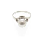JEWELRY　ノンブランドジュエリー　貴金属・宝石　リング　PT900　パール　ダイヤモンド　約3.7g　約11.5号　2120000294297　【205】
