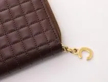 CELINE　セリーヌ　Cチャーム　ラージジップドウォレット　ダークブラウン　レザー　【471】L