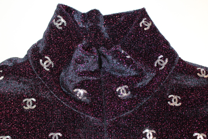 CHANEL　シャネル　ジップTシャツ　 レディース38　ピンク　ネイビー　ココマーク　ビスコース　ポリエステル　P64921V60312　 （2143100376069）【432】
