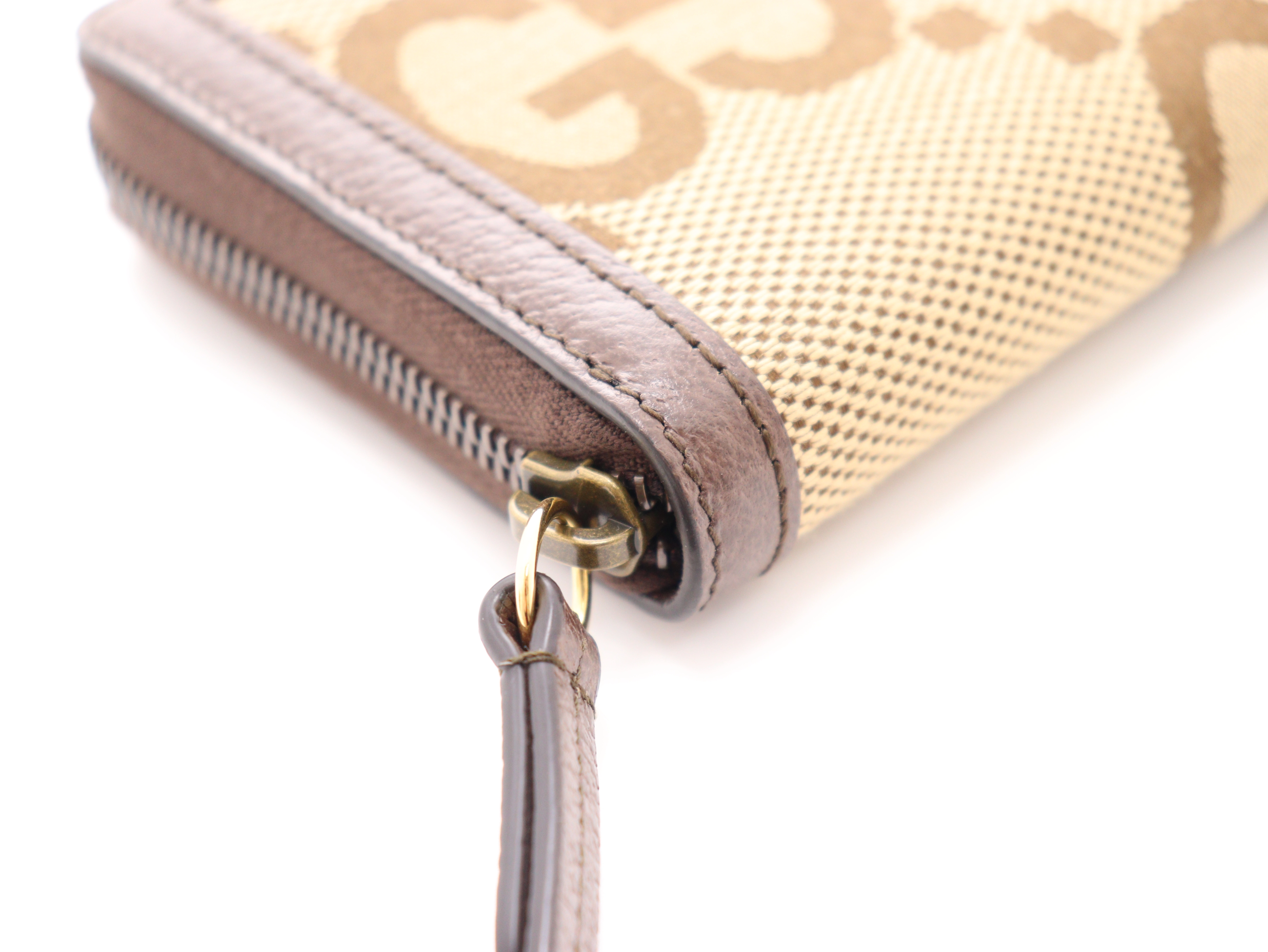 GUCCI　グッチ　バンブー　GGジャンボ　ジップアラウンドロングウォレット　ベージュ　キャンバス【471】I