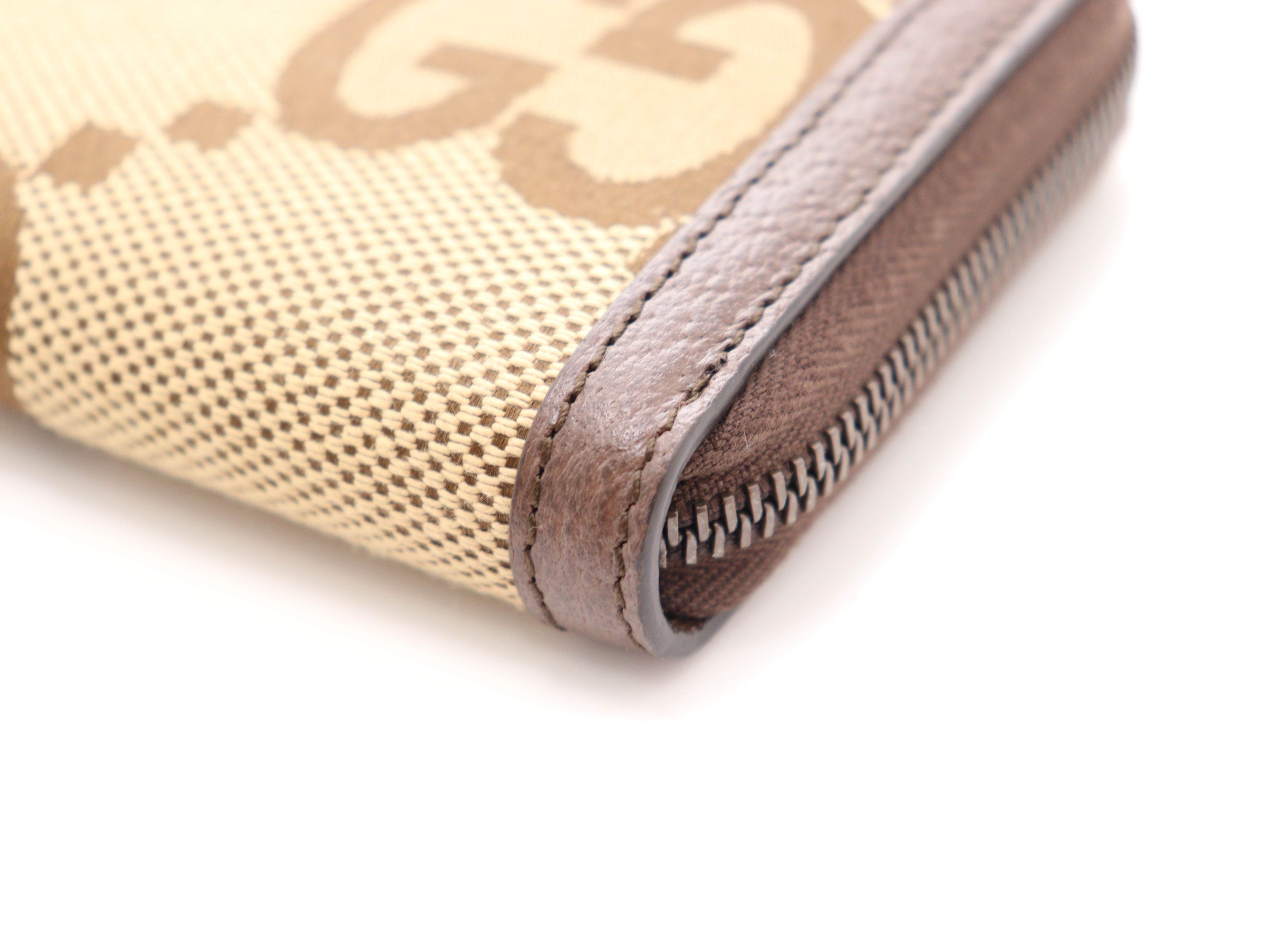 GUCCI　グッチ　バンブー　GGジャンボ　ジップアラウンドロングウォレット　ベージュ　キャンバス【471】I