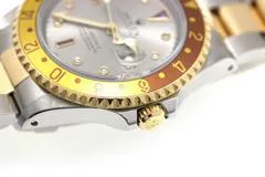 A番 ROLEX ロレックス 腕時計 GMTマスターⅡ16713RG ステンレス/K18イエローゴールド 3Pルビー/8Pダイヤモンドグレー文字盤 トリチウム 自動巻【472】SJ