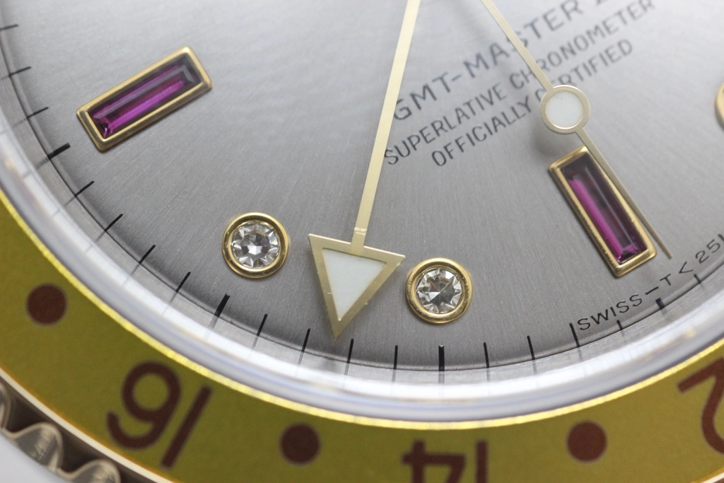 A番 ROLEX ロレックス 腕時計 GMTマスターⅡ16713RG ステンレス/K18イエローゴールド 3Pルビー/8Pダイヤモンドグレー文字盤 トリチウム 自動巻【472】SJ
