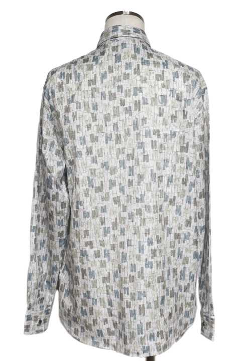 HERMES エルメス Hモチーフ Coups de Goua'H長袖シャツ メンズ16/41 マルチカラー コットン H366500HD66 2143000675118 【432】