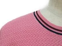 CHANEL　シャネル　半袖ニット　レディース38　ピンク　ポリエステル/シルク　P75440K10809　23AW　2147100479638　【432】