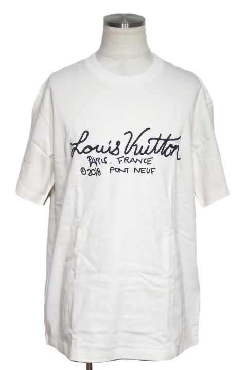 LOUIS VUITTON　ルイヴィトン　衣類　シグネチャープリント＆エンブロイダリー Ｔシャツ　メンズXL　ホワイト　コットン　 2143000464323　【200】