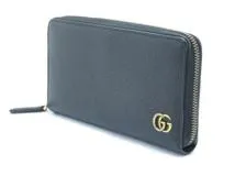 GUCCI グッチ GGマーモント ラウンド長財布 428736 ブラック GP レザー