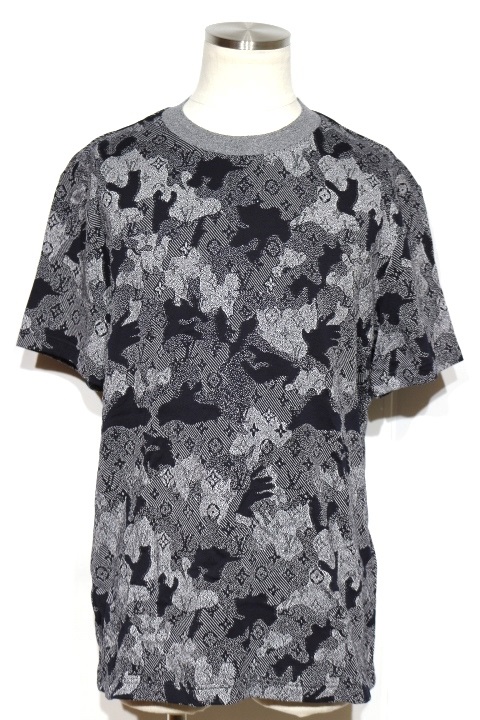 LOUIS VUITTON　ルイヴィトン　衣類　LVカモジャカード Ｔシャツ　メンズXL　ネイビー／グレー　コットン　2143000464316　 【200】