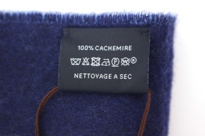HERMES エルメス マフラー カシミヤ100％ ブルー ネイビー 紺