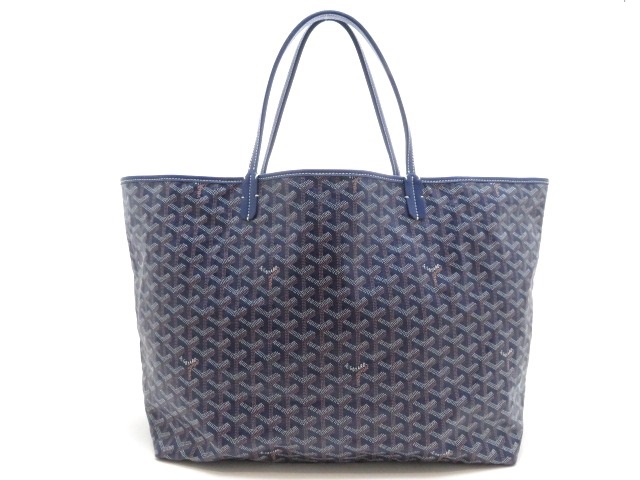 GOYARD　ゴヤール　トートバッグ　サンルイGM　ネイビー　PVC　カーフ　【205】