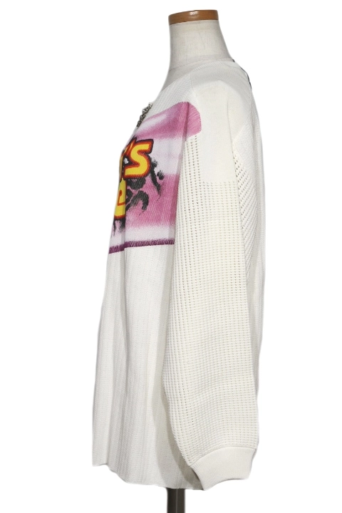 LOUISVUITTON　ルイヴィトン　衣類　レトロスローガン オーバーサイズ ニット　レディースM　ホワイト／マルチ　コットン　2143000522528　【200】