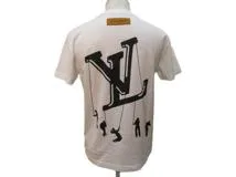 LOUIS VUITTON　ルイヴィトン　フロウティングプリントTシャツ　メンズS　ホワイト/ブラック　コットン　RM211NGPHKY86W　2143200546287　【432】