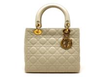 DIOR ディオール レディディオールハンドバッグ アイボリー ラム 2120000349218【200】