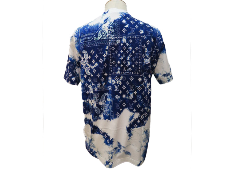 ルイヴィトン バンダナモノグラム Tシャツ 白 青 メンズ S 国内正規品 