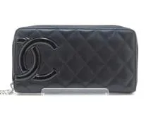 CHANEL シャネル ラウンドファスナー財布 カンボンライン カーフスキン