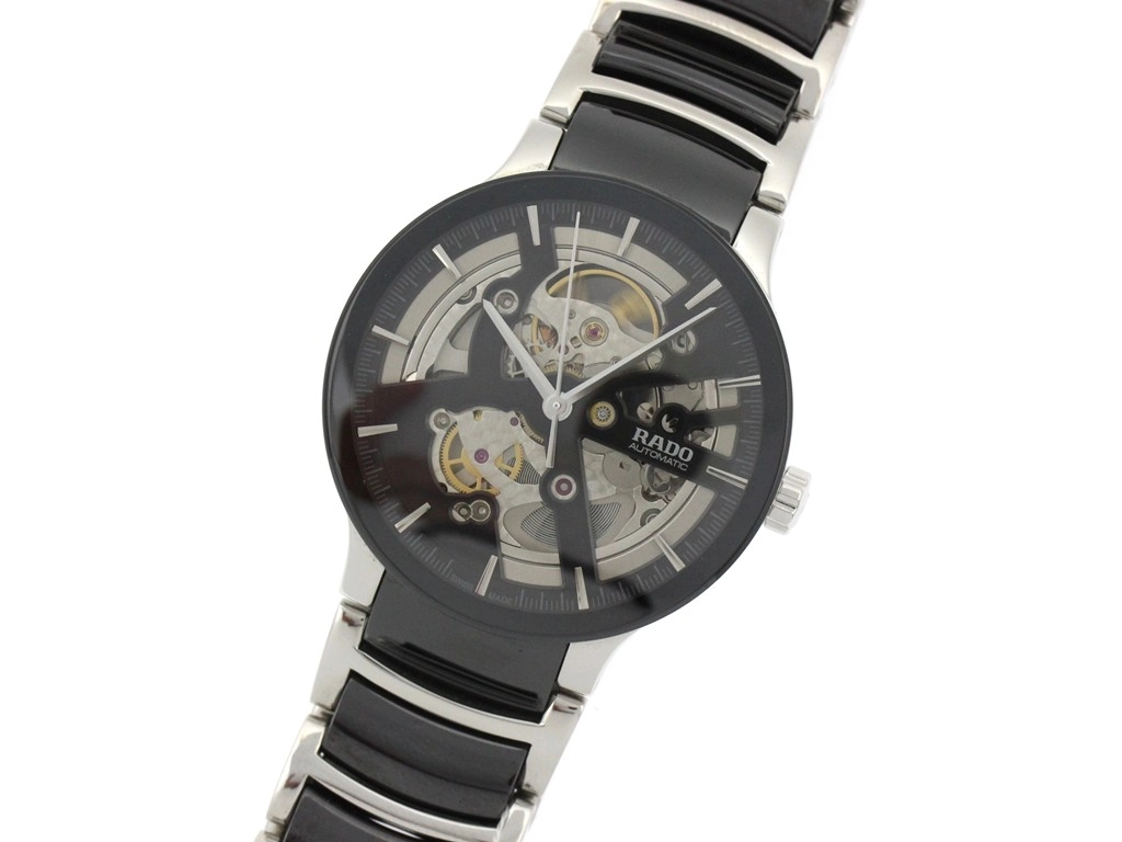 RADO ラドー 腕時計 セントリックス オートマティック オープンハート R30178152 ステンレススチール/セラミック スケルトン文字盤 自動巻き【472】SJ