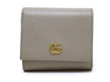 GUCCI　グッチ　ダブルＧ　ミディアムウォレット　財布　ライトグレー　レザー　598587　【200】