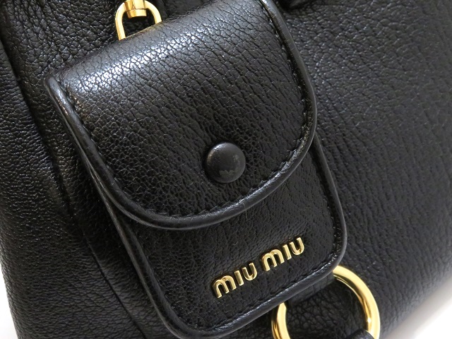 【関税送料込】MIU MIU ジップアップ ミニトートバッグ miu miu ミュウミュウ ミニトートバッグ ブラック レザー