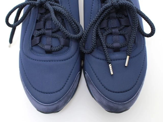 HERMES エルメス 靴 マイルス ローカットスニーカー メンズ41ハーフ ネイビー ブラック ブラウン ファブリック レザー H162357Z (2120500223650) 【200】