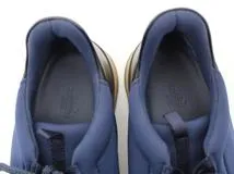 HERMES エルメス 靴 マイルス ローカットスニーカー メンズ41ハーフ ネイビー ブラック ブラウン ファブリック レザー H162357Z (2120500223650) 【200】