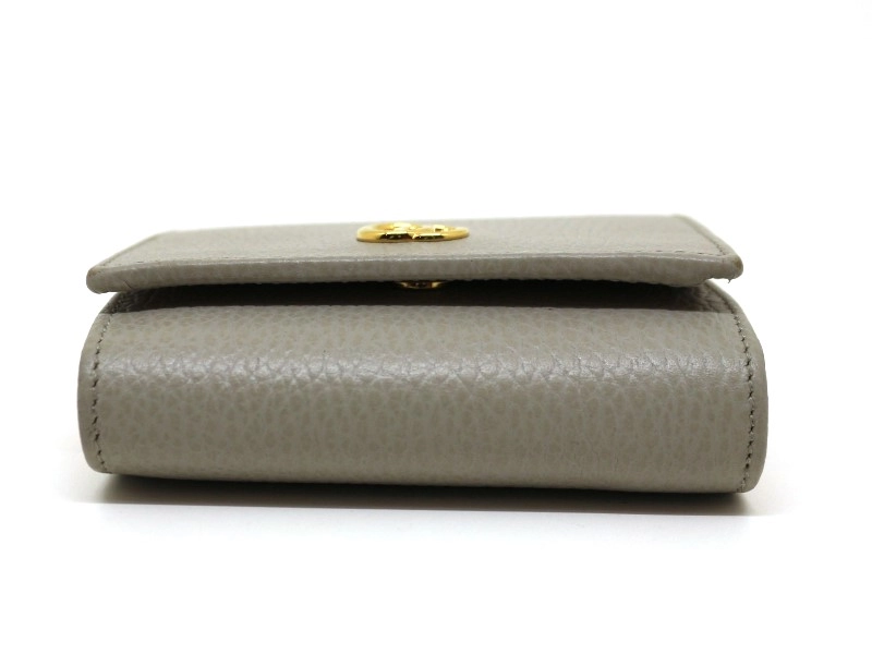 GUCCI　グッチ　ダブルＧ　ミディアムウォレット　財布　ライトグレー　レザー　598587　【200】