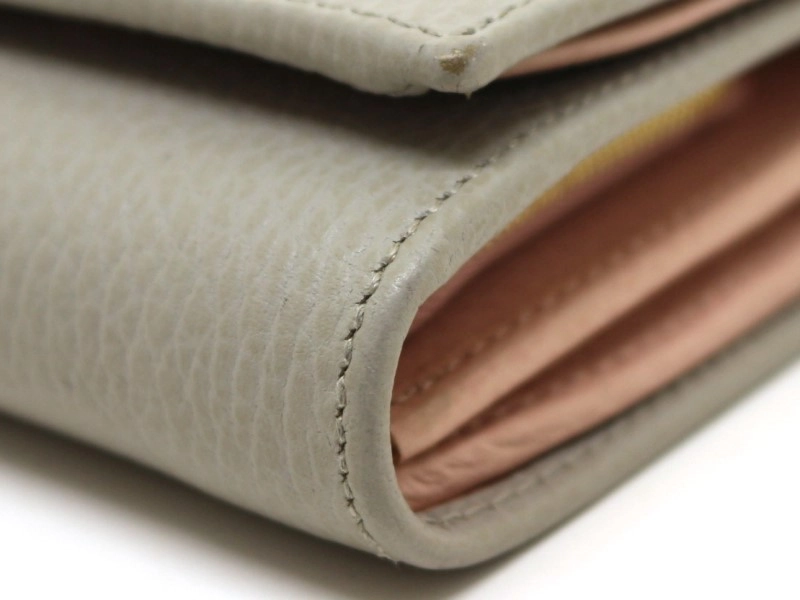 GUCCI　グッチ　ダブルＧ　ミディアムウォレット　財布　ライトグレー　レザー　598587　【200】