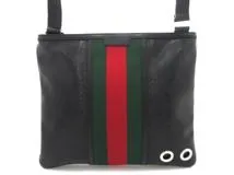 GUCCI グッチ GGインプリメ ウェブライン ショルダーバッグ PVC レザー ブラック【473】 の購入なら「質」の大黒屋（公式）