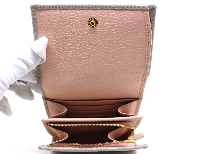 GUCCI　グッチ　ダブルＧ　ミディアムウォレット　財布　ライトグレー　レザー　598587　【200】