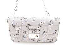 PRADA　プラダ　バッグ　フラワー柄チェーンショルダーバッグ　BT954P　グレー　レザー　2143000544513【472】