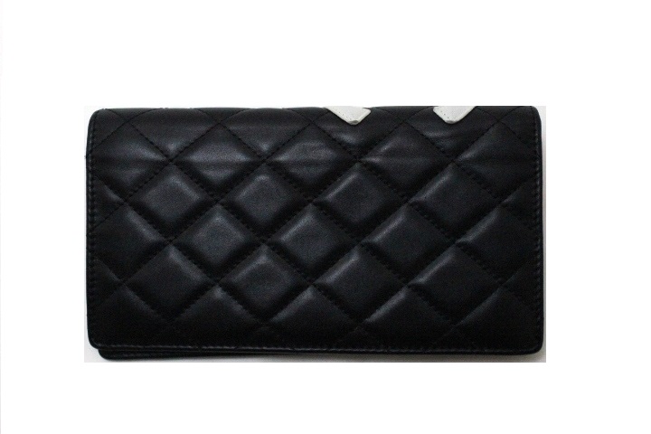 シャネル CHANEL カンボンライン 財布 2つ折りサイフ ブラック