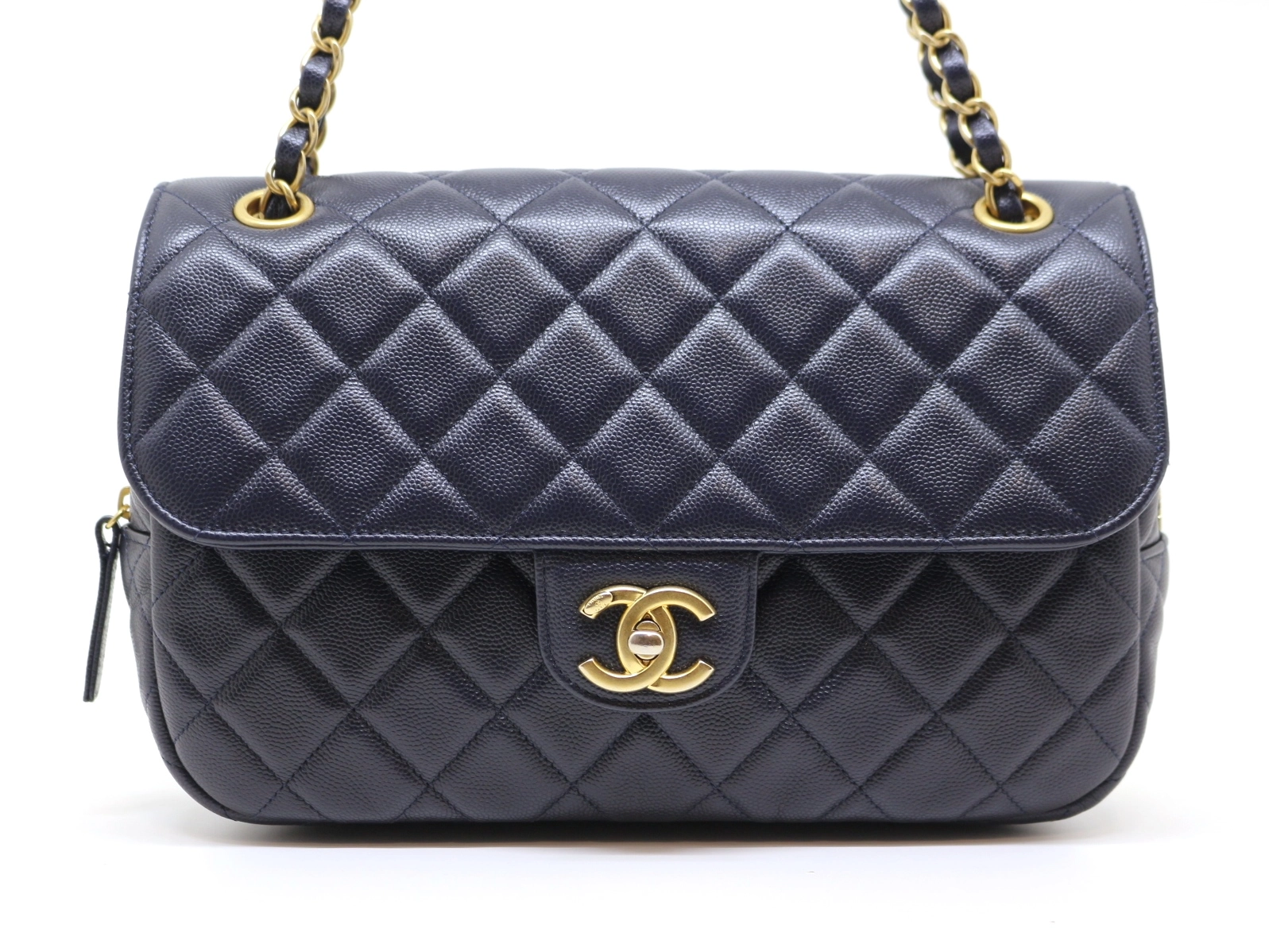 CHANEL シャネル マトラッセ Ｗチェーンショルダーバッグ ネイビー GP ゴールド金具 キャビアスキン AS3547 B09212 NK29  2120000292941【200】 の購入なら「質」の大黒屋（公式）